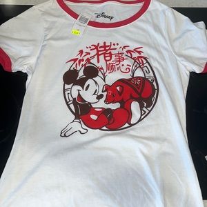 Disney Mickey Year Of The Pig Ringer T Shirt size Large